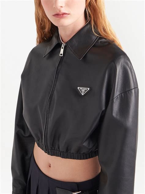 prada leather jacket|Designer Women's Clothing & Accessories .